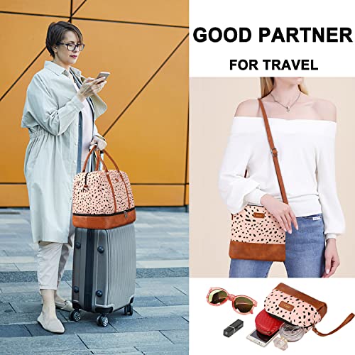 Weekender Bag For Women, 21" Womens Overnight Bag Travel Duffel Bag Set With Shoe Compartment Carry On Bag Fit 21.5" Laptop, Perfect For Travel/Business/Gift (Pink) #TOP2