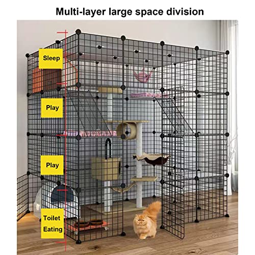 Cage d'intérieur pour chiens et chats enclos amovible multi-portes