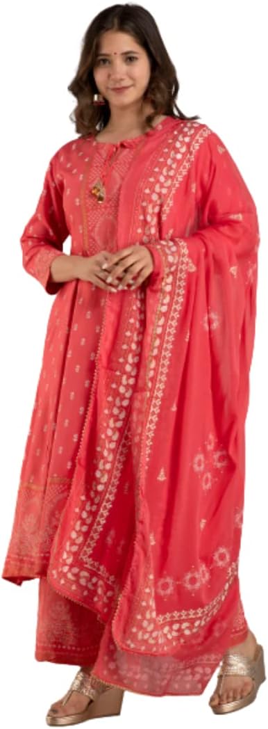Vibe QueenWomen Kurti with Palazzo Set with Dupatta | Kurta with Palazzo Set | Kurti with Palazzos & Dupatta