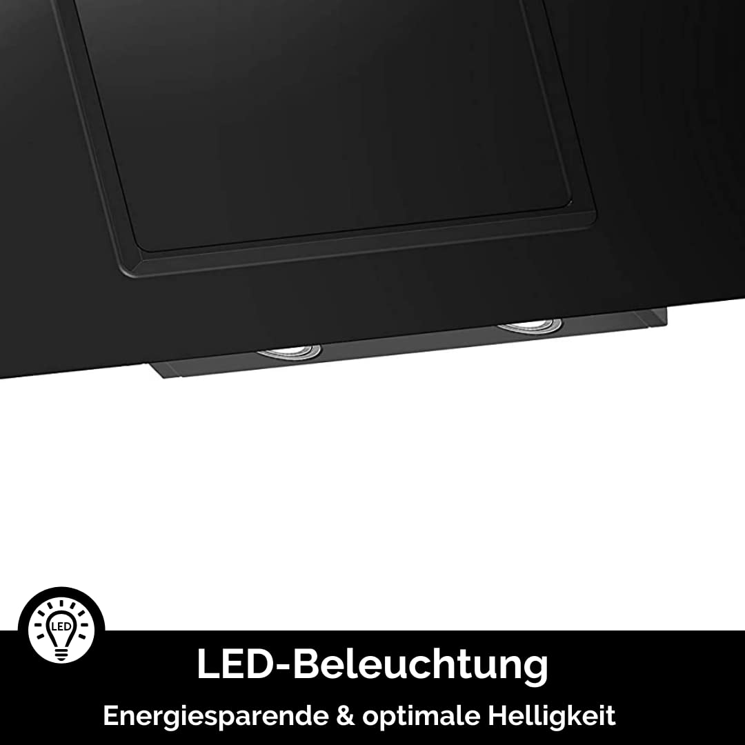 PKM S26-90BBTY EEK B Kopffreihaube, 90 cm breit, 348 m/h, TouchControl, 3 Leistungsstufen, Glas schwarz