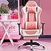 Nokaxus Gaming Chair Large Size High-Back Ergonomic Racing Seat with Massager Lumbar Support and Retractible Footrest PU Leather 90-180 Degree Adjustment of backrest Thickening sponges (YK-6008-PINK)