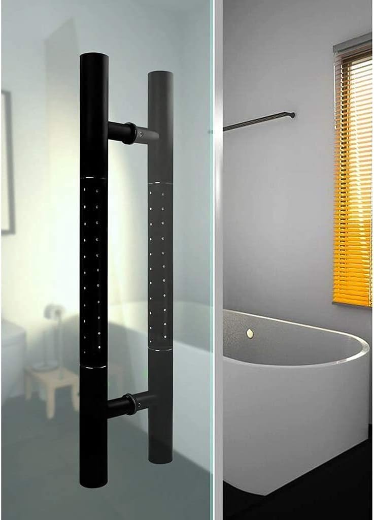 REMYS Barn Door Pull Handle, Glass Door Handle, Commercial Heavy Duty Stainless Steel Push-Pull Door Handle/Barn Door Pull Handle - Black, 4 Lengths (Size : Length 1000mm/39.4inch)