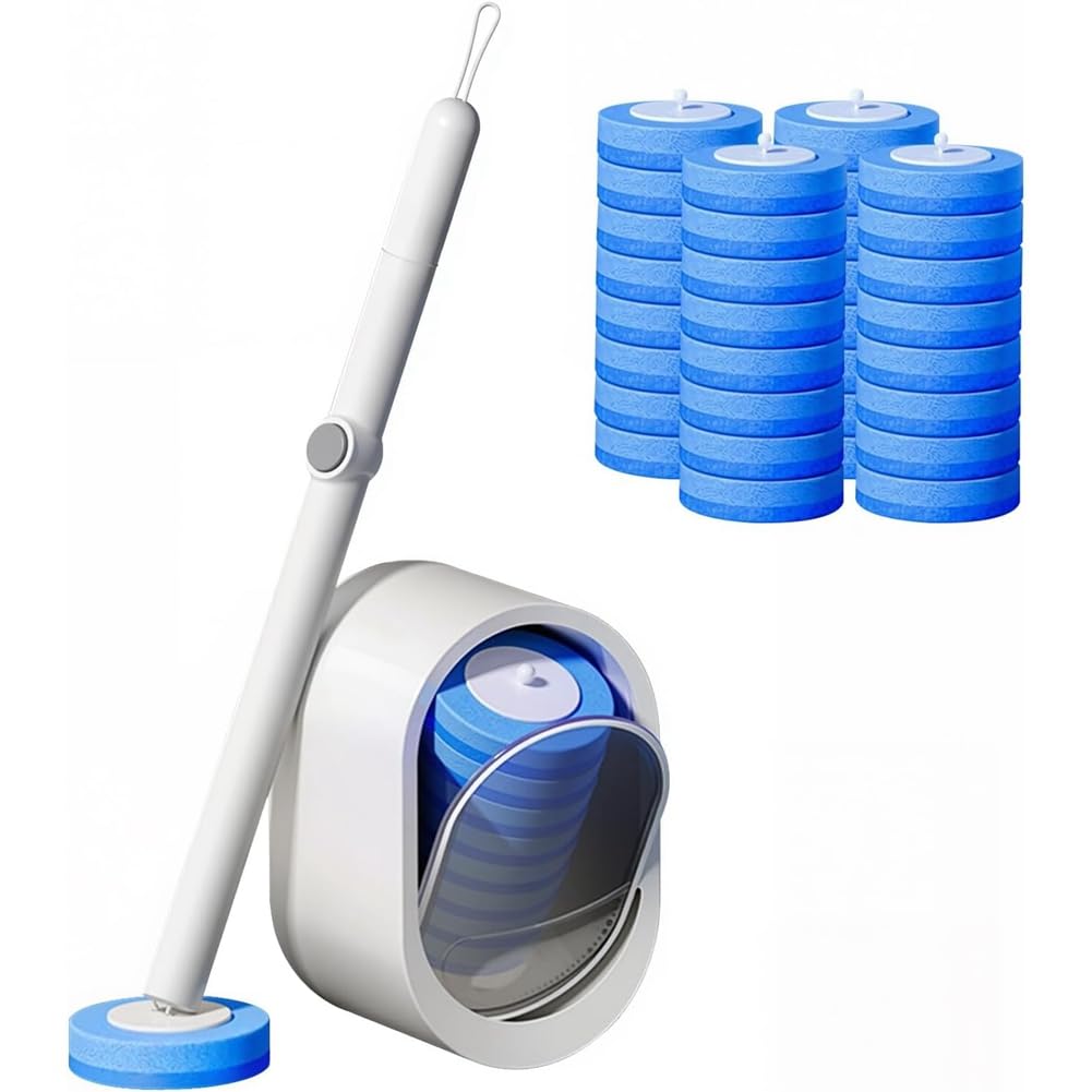 UDSKNV[KSL Disposable Toilet Cleaning System with 32 Refills& Wall Mounted Holder, Toilet Cleaner Kit for Deep Cleaning