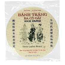 Three Ladies Banh Trang Spring Roll Rice Paper Wrappers Round, 16cm