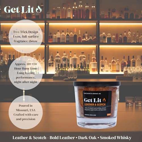 Image of Get Lit | Leather & Scotch | 16 oz Double-Wick Scented Candle | Hand-Poured in Missouri, USA | Bold Leather & Whisky Fragrance