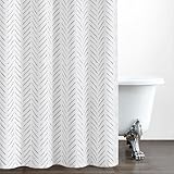 jinchan Extra Long Dark Brown and White Shower Curtain Herringbone Modern Fabric Shower Curtain Zig Zag Inky Chevron Farmhouse Shower Curtains for Bathroom Waterproof Hooks Included 70x78 inch