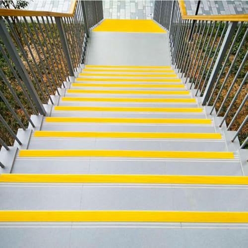 Rutschfester Belagstreifen, Hoopever 3 Meter×50mm Anti-Rutsch-Bodengriff, Treppenkante selbstklebende Gummistreifen, Sicherheitsstufen Vollgummi-Bordürenstreifen, Hochtraktions-Sicherheitsband (Gelb)