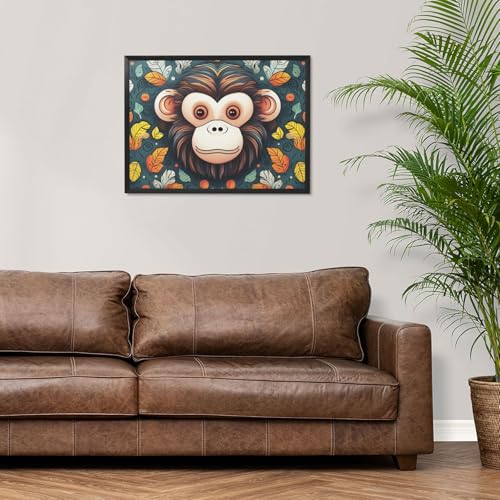 Impression sur toile singe haute définition avec cadre noir premium