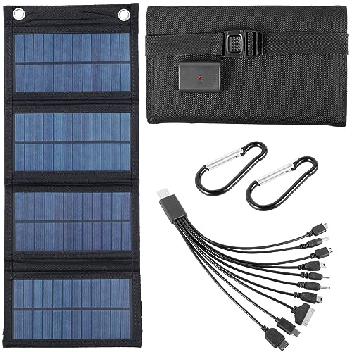 Abizarch 100W Portable Foldable Solar Panel Battery Charger, IP65 Waterproof USB Solar Power Panel Kit for Power Bank Station Phone Charger for Outdoor Camping Activities