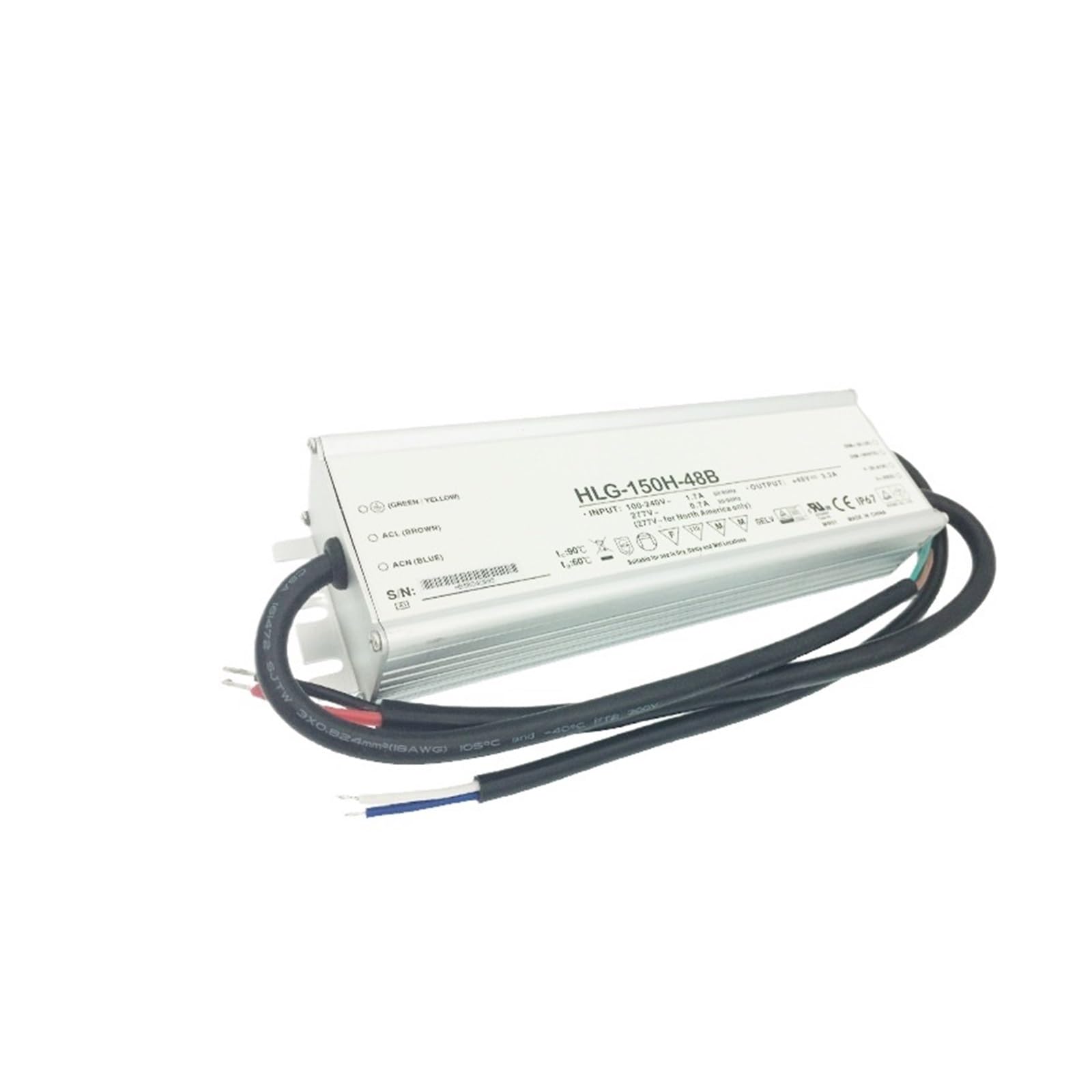 Alimentation LED étanche 150W HLG-150H-42 avec PFC actif anti-scintillement
