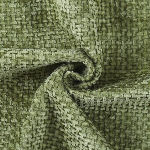 Image of MADIZZ Decorative Chenille Velvet Throw Pillow Covers Set of 2 Soft Boho Textured Neutral Couch Throw Pillow for Bed Modern Farmhouse Home Decor for Sofa Livingroom Moss Green 18x18 Inch