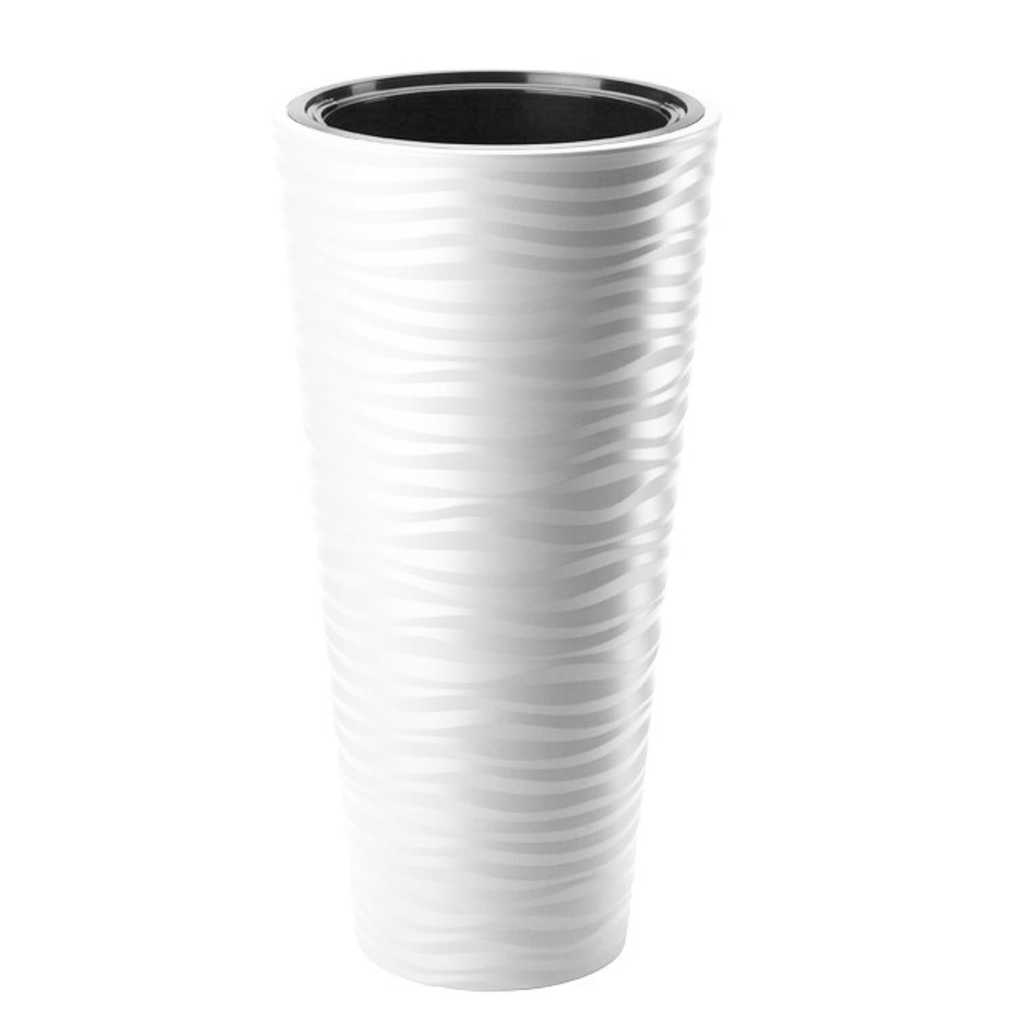 B2C Round Tall Plant Pot Elegant Large Flower Indoor Outdoor Garden Planters Sahara (White, H 79cm x D 40cm)