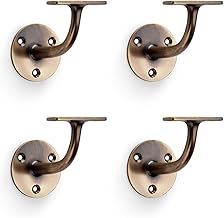 4 Pack - Heavy Duty Stair Handrail Bannister Bracket Arm - Antique Brass 82mm Proj Holder