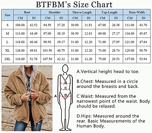 Btfbm Women 2023 Fall Winter Fleece Jackets Full Zip Long Sleeve Casual Soft Fuzzy Shaggy Teddy Coats Jacket Outerwear(Solid Khaki, Large) #TOP4