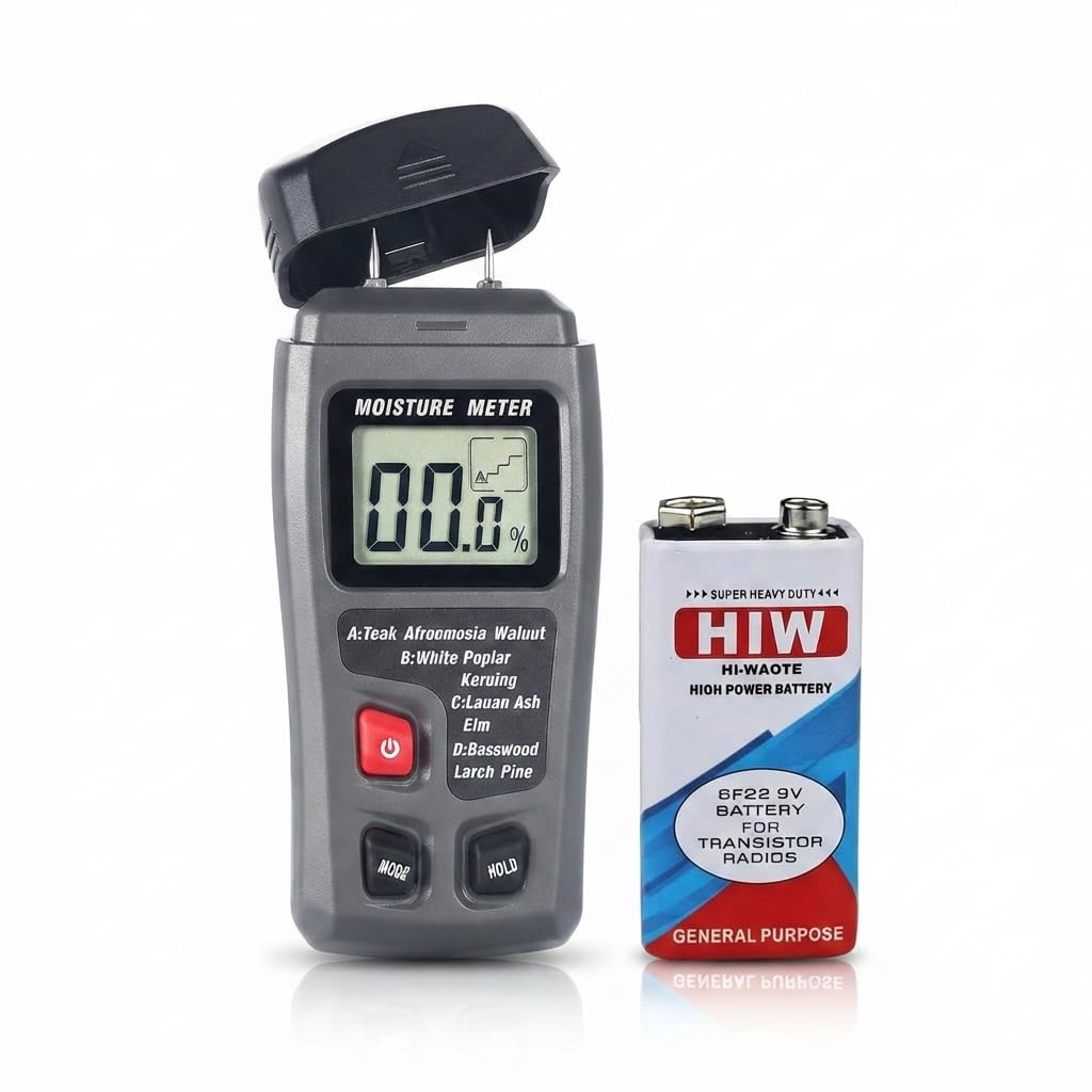 TrueTest Wood Moisture Meter MT-10, Large LCD Display, Two Pins | Two-Pin Probe, 4 Wood Type Modes, Hold Function, Portable Design , With HIW Battery-image-18