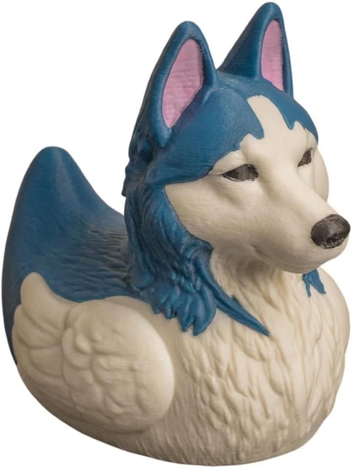 Siberian Husky Duck Figurine - Husky-Duck Hybrid with Pointed Ears & Arctic Coat - Funny Collectible Gift for Dog Lovers & Sled Dog Fans - 3D Printed in Canada (Black) image 5
