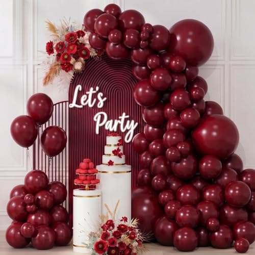 QIFU Zestaw Łuku Z Balonów Bordowy - 100 Pcs Bordowych Balonów