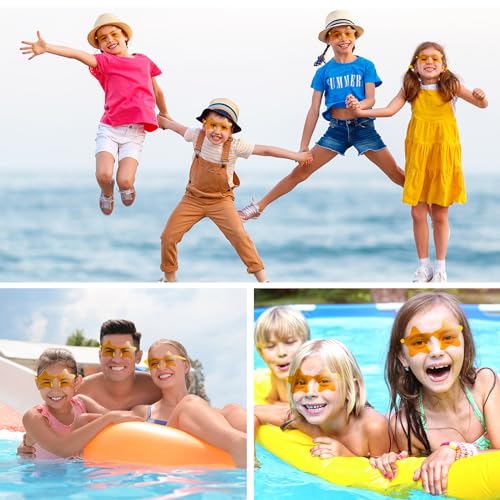 PLULON 15 Pairs Star Sunglasses Rimless Star Shape Sunglasses, Star Glasses Bulk Bachelorette Party Favors for Birthday Beach Kids Adult - Light Yellow4