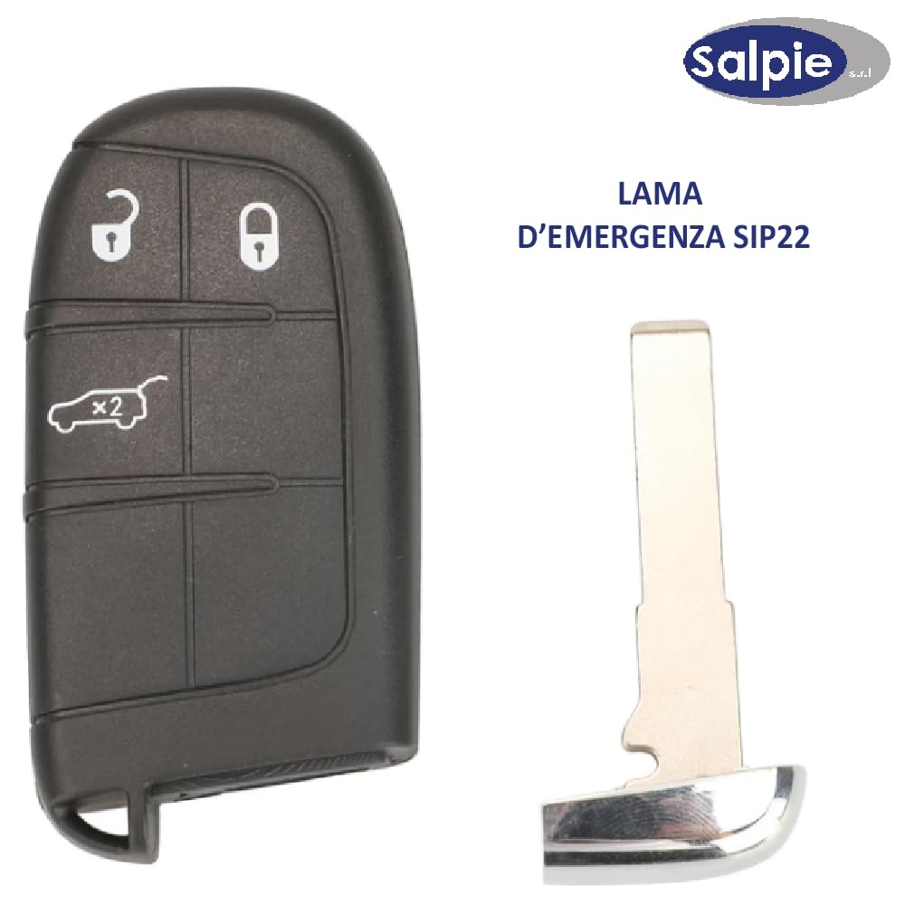 Custodia Portachiavi Cover Per Radiocomando Chiave Auto Keyless Con Lama D'Emergenza 3 Bottoni Compatibile Con Fiat 500X Jeep Compass Renegade