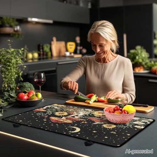Image of Mushroom Stove Top Covers for Gas Burners, Wear Resistant Electric Stove Top Cover, Anti Scalding Flat Range Stovetop Protector, Thick Dish Drying Mat, Easy to Clean