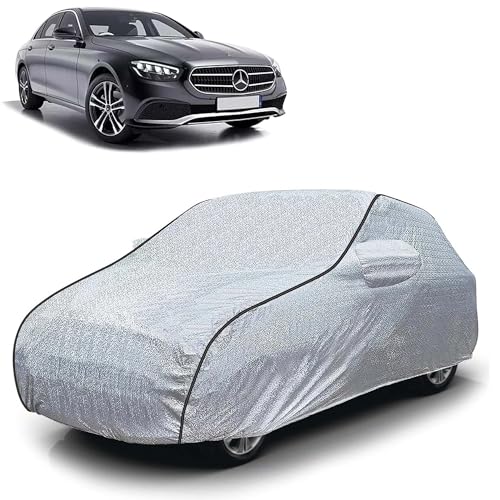 Image of Sulfar 100% Waterproof Car Body Cover Compatible with Mirror for Mercedes Benz EClass (Triple Stitched, Full Bottom Elastic, Magic Silver with Black Piping)
