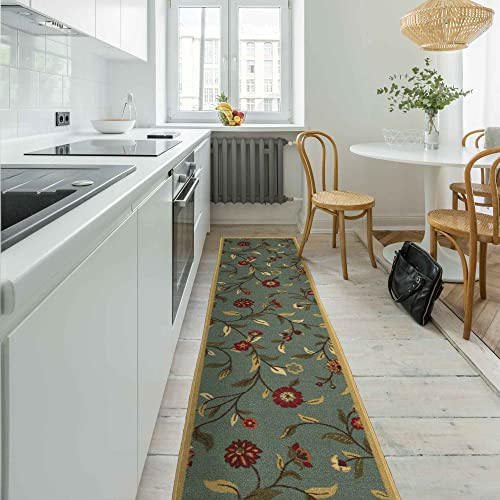 Ottomanson Floral Leaves Traditional Runner Rug #TOP22