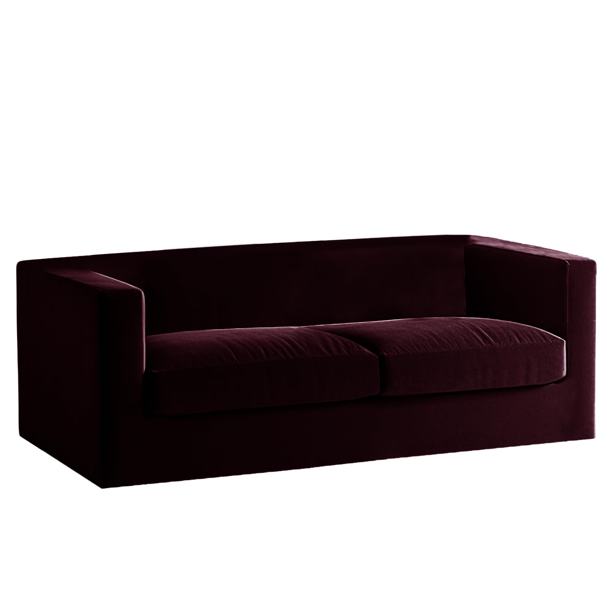 Luksusowy zestaw pokrowców na sofę Chesterfield z aksamitu, antypoślizgowe, rozciągliwe, z poszewkami na poduszki, ochraniacz futra, na kanapy typu loveseats, czerwone wino (2-częściowy, duży)