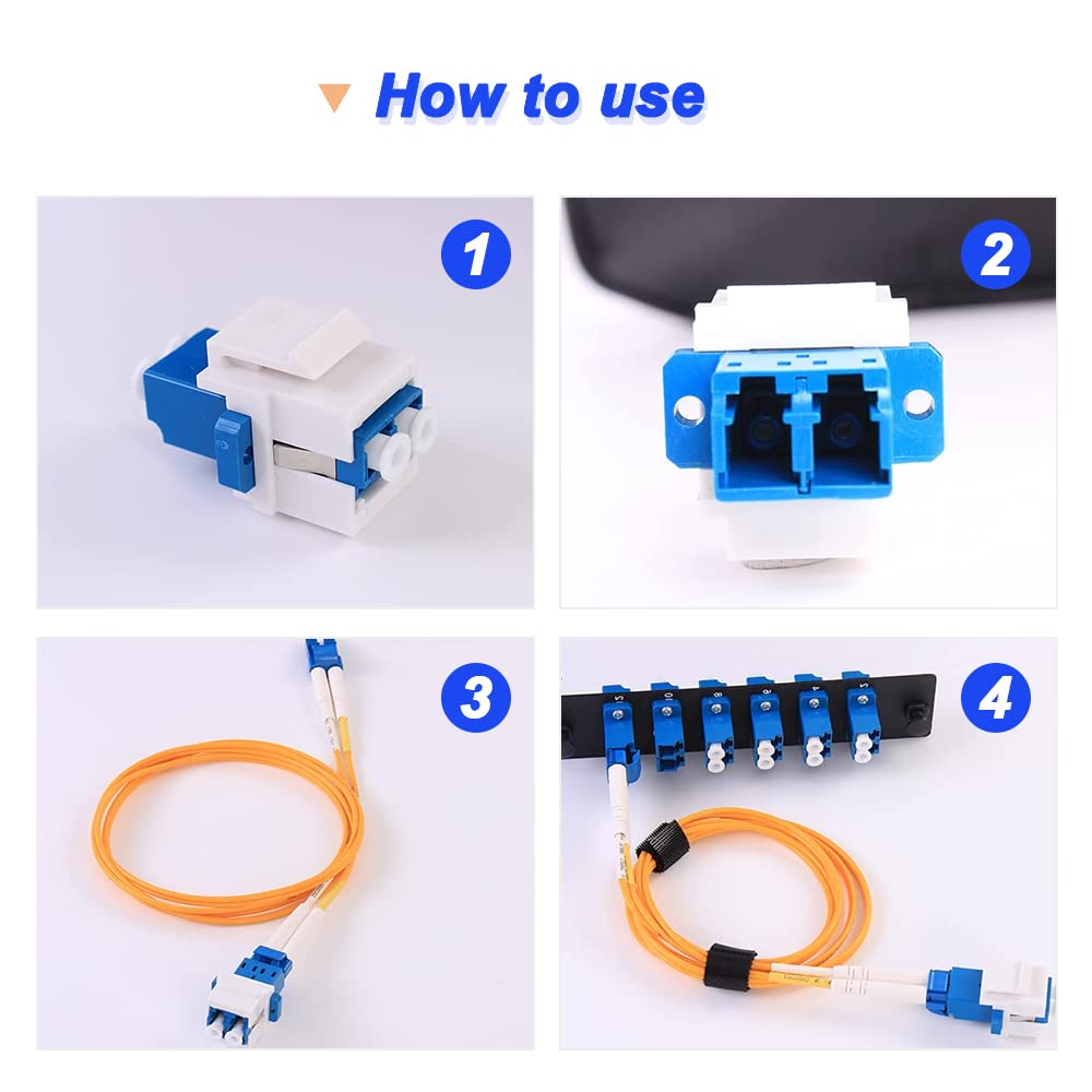 Coupleur LC vers LC F/F Keystone Jack, adaptateur fibre optique LC UPC monomode et multimode, avec inserts vierges Keystone Jack, tournevis (17 pièces)