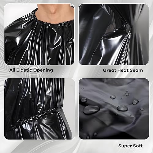Swibow Heavy Duty Sauna Suit Men Women Weight Loss Exercise Slim Gym Fitness Workout Anti-Rip Sweat Sauna Suits (Black, XXL)