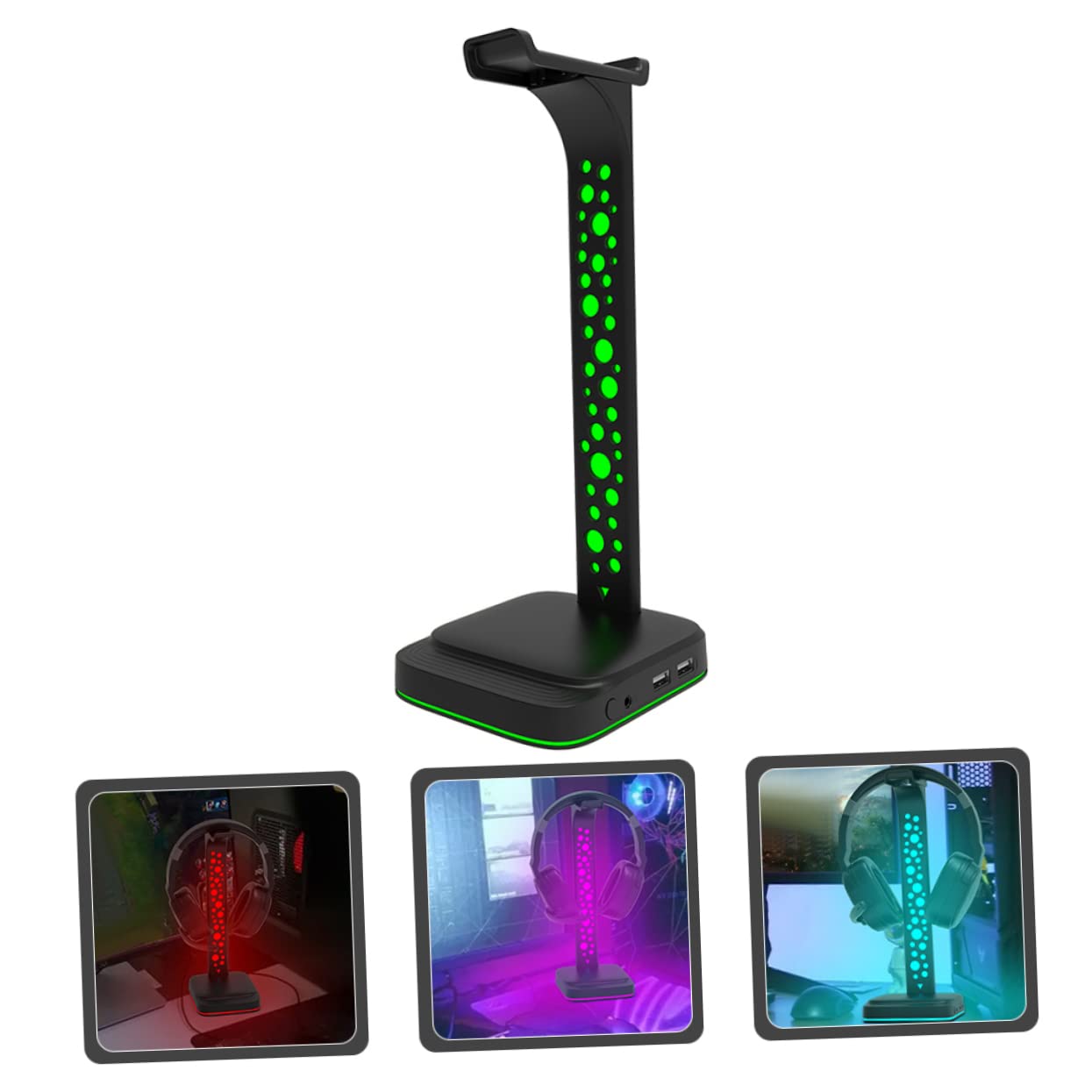 jojofuny Supporto Per Cuffie Da Scrivania Luce Led Hub Usb Multiuso Per Supportare Cuffie e Auricolari Design Da Tavolo Per Riporre Per Pc