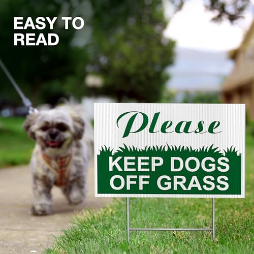 3-Pack Keep Dogs Off Grass Yard Signs, 6x9 Double-Sided Coroplast Lawn Signs with Metal H-Stakes, Outdoor Dog Reminder for Yard, Lawn, HOA & Shared Areas - Thumbnail 6