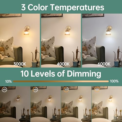 Image of Shenmoyl Vintage Battery Operated Wall Sconce with Amber Stripe Glass Lampshade Rechargeable Battery Powered Wall Light with Remote Control for Bedside Bedroom Doorway