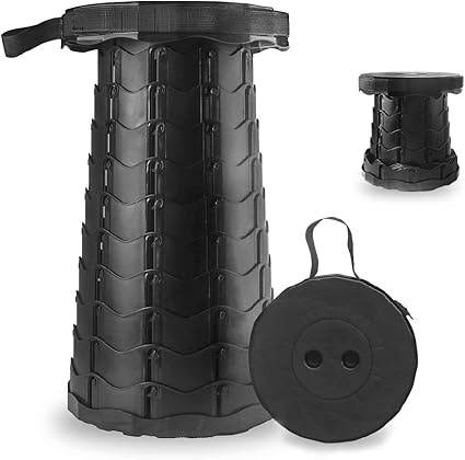 El BYGD Taburete Telescópico Portátil es resistente y ligero, con capacidad de carga de 400LB. Ajustable en altura, portátil y fácil de transportar para camping, pesca y más.