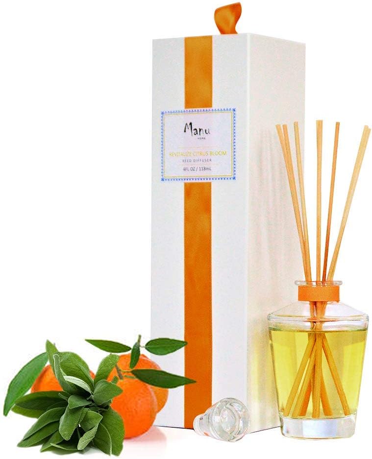 REVITALIZE Citrus Reed Diffuser Oil Set ~ A Refreshing Blend of Sage and Mandarin That Will Awaken Your Senses | Organic Aromathearpy Oils Used | Proudly Made in USA