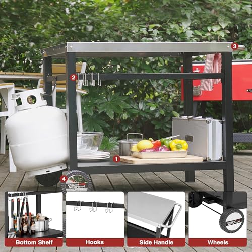Image of Royal Gourmet Dining Cart Table with Double-Shelf PC3401S (Silver)