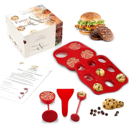 Cookies And Mini Burgers Shaper Kit – Easy Homemade Mini Burgers And Cookies – Nonstick Patty Press, Cookie Mold & Tools – Perfect For Family Fun, Bbqs & Baking With Kids