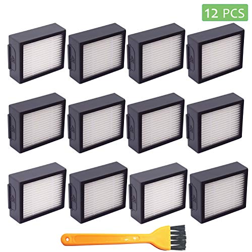ilovelifeReplacement Filters Parts Kit - 12 High Efficiency Filters 1 Filter Cleaning Brush Compatible with iRobot Roomba i7 i7+ i7 Plus E5 E6 E7 Series -Vacuum Cleaner Replenishment Filter