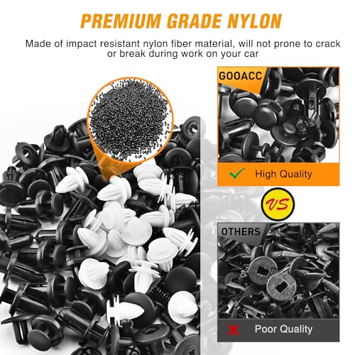 Image of GOOACC 120PCS Car Bumper Push Retainer Clips & Nylon Fasteners Rivet Kit 6mm 7.6mm 8mm 8.8mm 10mm Door Trim Panel Clips, 5PC Fastener Remover