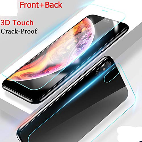 Casa iPhone Xs Max 6.5'' Screen Protector, Xs Max [Front & Back Glass Film Suit] Tempered Glass Anti-Fingerprint Case Anti-Scrath 3D HD Clear Glass Screen Film for Apple iPhone Xs Max 6.5 2018