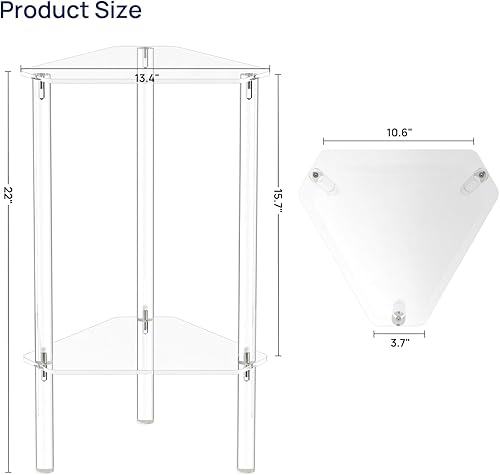 Miniatura 3 de HMYHUM Mesa auxiliar triangular de acrílico transparente, mesa auxiliar de esquina para espacios pequeños, mesa decorativa pequeña para sala de