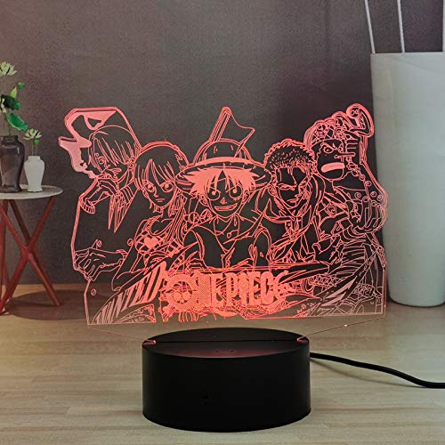 Laysinly Anime 3D Led Night Light, Luffy Sanji Zoro Ace Nami 16 Colors Desk Lamp, Touch Remote Bedroom Night Light, Birthday Festival Present For Kids Teen #TOP4