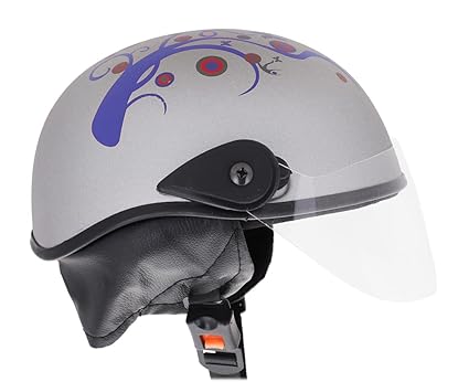 Western Era Stylish Lovable Half Face Helmet for Kids || Baby Safety and Comfort || (3-12 Years) (Silver Matte) (Blue Sticker)