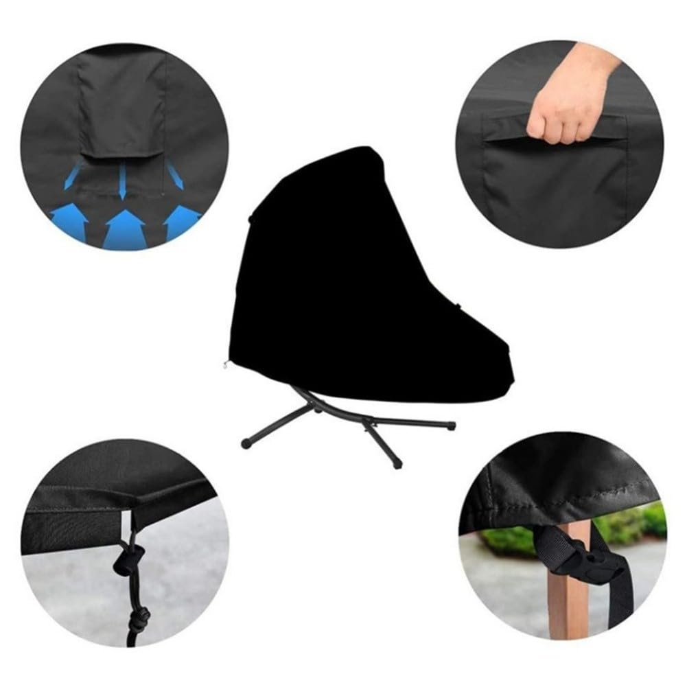 wasserdichte Abdeckung für Hängeliege 420D Oxford-Gewebe mit verstellbaren Riemen, Winddicht für Gartenmöbelschutz, 185 x 117 x 198 cm