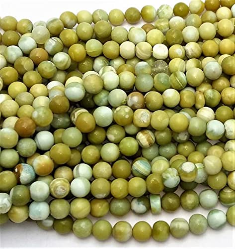 Perles en opale verte du Pérou de 8 mm lisses et rondes pour création de bijoux uniques en fil de 35cm