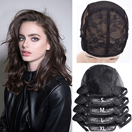 Bonnet de perruque réglable - Tailles S/L/XL - Noir - Outil de tissage de perruque - Bonnet de perruque en dentelle - Bonnet tissé pour faire une perruque Cover