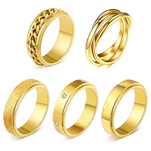 Anillos giratorios de acero inoxidable con circonita cúbica y mariposa para aliviar la tensión