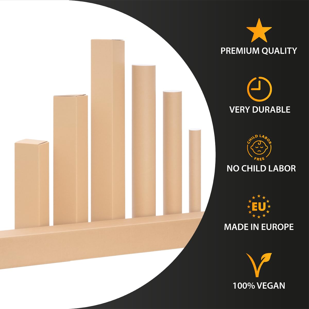 verpacking tubo de envío 475 x 110 x 110 mm Marrón [Versión y cantidad a elegir] caja plegable 10 unidades