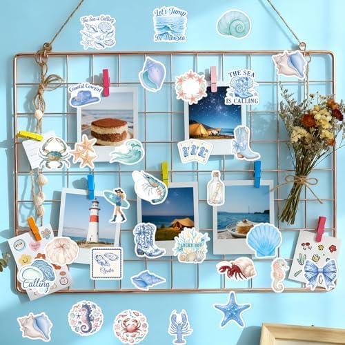 Vemfare Beach Coastal Summer Stickers - 100 Pcs Beachy Aesthetic Water Bottle Stickers, Ocean Waterproof Scrapbook Sticker, Vinyl Decals for Luggage Laptop Journal - 4