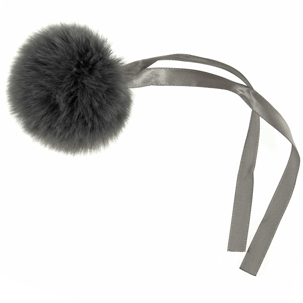Grey Large 6cm Faux Fur Pom Pom for Decorations & Crafts