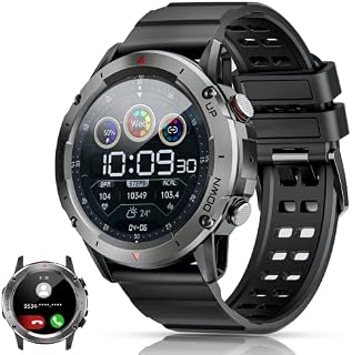 PASONOMI Smartwatch męski z funkcją telefonu, ekran dotykowy, zegarek na rękę, monitor aktywności (czarny)